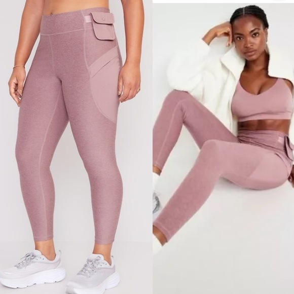 Old Navy Pants - Old Navy High-Waisted Cloud+ 7/8 Leggings Mauve Blush Pink Woodrose XL